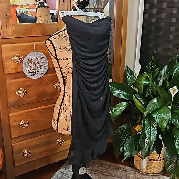 Cache Strapless Black Midi Cocktail dress size 4 - Picture 4 of 13